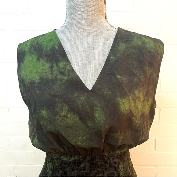 MAJE Ribeira Tie-dye Print Maxi Crepe Dress Imprime Green - Picture 4 of 7